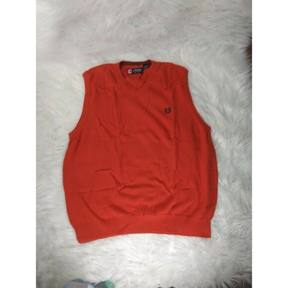 Chaps Sweater Vest Mens size L Orange V- Neck Classy - Picture 1 of 9